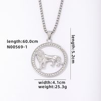 Hip-hop Simple Style Lion Stainless Steel Alloy Hollow Out Inlay Rhinestones Men's Pendant Necklace sku image 1