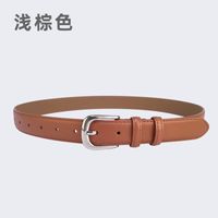 Casual Square Solid Color Two-layer Cowhide Alloy Leather Alloy Buckle Belt sku image 3