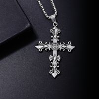 Vintage Style British Style Cross Stainless Steel Alloy Plating Rhodium Plated Men's Pendant Necklace main image 4