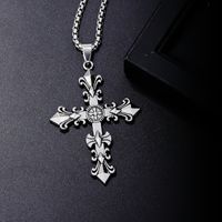 Vintage Style British Style Cross Stainless Steel Alloy Plating Rhodium Plated Men's Pendant Necklace main image 2