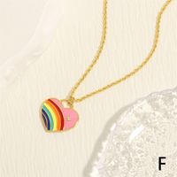 Simple Style Heart Shape Copper Enamel Plating Inlay Zircon 18k Gold Plated Pendant Necklace main image 3