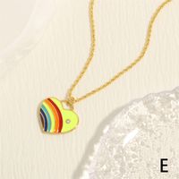 Simple Style Heart Shape Copper Enamel Plating Inlay Zircon 18k Gold Plated Pendant Necklace sku image 5