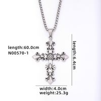 Vintage Style British Style Cross Stainless Steel Alloy Plating Rhodium Plated Men's Pendant Necklace sku image 1