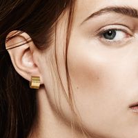 1 Pair Simple Style Streetwear Solid Color Plating 304 Stainless Steel 18K Gold Plated Hoop Earrings main image 1