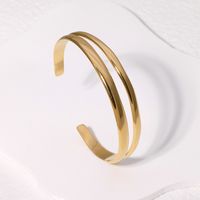 Retro Roman Style Solid Color 304 Stainless Steel 18K Gold Plated Bangle In Bulk main image 1