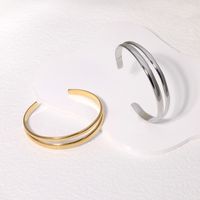 Retro Roman Style Solid Color 304 Stainless Steel 18K Gold Plated Bangle In Bulk main image 4