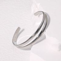 Retro Roman Style Solid Color 304 Stainless Steel 18K Gold Plated Bangle In Bulk sku image 1