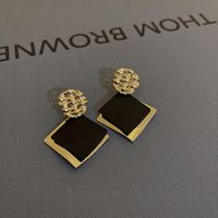 1 Pair Vintage Style Square Plating Alloy Gold Plated Ear Studs main image 5
