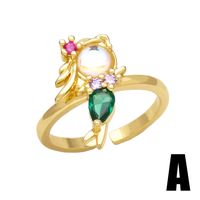 Vintage Style Mermaid Copper Plating Inlay Zircon 18k Gold Plated Open Rings main image 4