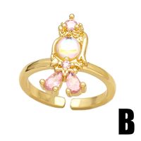 Vintage Style Mermaid Copper Plating Inlay Zircon 18k Gold Plated Open Rings main image 3