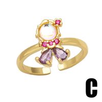 Vintage Style Mermaid Copper Plating Inlay Zircon 18k Gold Plated Open Rings main image 2