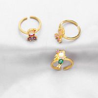 Vintage Style Mermaid Copper Plating Inlay Zircon 18k Gold Plated Open Rings main image 5