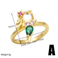 Vintage Style Mermaid Copper Plating Inlay Zircon 18k Gold Plated Open Rings sku image 1