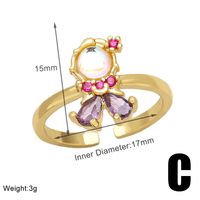 Vintage Style Mermaid Copper Plating Inlay Zircon 18k Gold Plated Open Rings sku image 3