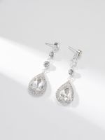 1 Pair Sweet Simple Style Water Droplets Plating Inlay Alloy Rhinestones Silver Plated Drop Earrings main image 3