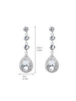 1 Pair Sweet Simple Style Water Droplets Plating Inlay Alloy Rhinestones Silver Plated Drop Earrings main image 2