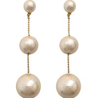 1 Pair Simple Style Solid Color Plating Cotton Pearl Gold Plated Drop Earrings main image 2