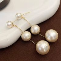 1 Pair Simple Style Solid Color Plating Cotton Pearl Gold Plated Drop Earrings main image 5