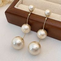 1 Pair Simple Style Solid Color Plating Cotton Pearl Gold Plated Drop Earrings sku image 1