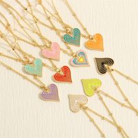Simple Style Heart Shape Copper Enamel Plating 18k Gold Plated Pendant Necklace main image 1