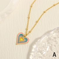 Simple Style Heart Shape Copper Enamel Plating 18k Gold Plated Pendant Necklace sku image 1