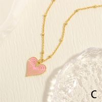 Simple Style Heart Shape Copper Enamel Plating 18k Gold Plated Pendant Necklace sku image 2