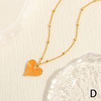 Simple Style Heart Shape Copper Enamel Plating 18k Gold Plated Pendant Necklace sku image 3