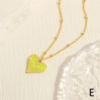 Simple Style Heart Shape Copper Enamel Plating 18k Gold Plated Pendant Necklace sku image 4