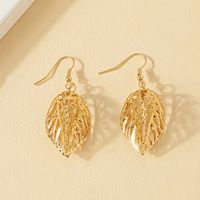 1 Pair Simple Style Leaves Solid Color Plating Ferroalloy 14k Gold Plated Drop Earrings main image 1