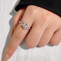 Romantisch Einfacher Stil Glänzend Geometrisch Sterling Silber Gra Überzug Inlay Moissanit Ringe main image 6