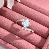 Romantic Simple Style Shiny Geometric Sterling Silver Gra Plating Inlay Moissanite Rings main image 4