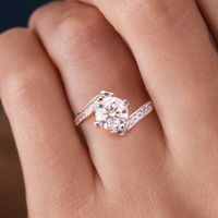Romantic Simple Style Shiny Geometric Sterling Silver Gra Plating Inlay Moissanite Rings main image 2