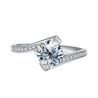 Romantic Simple Style Shiny Geometric Sterling Silver Gra Plating Inlay Moissanite Rings main image 5