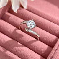 Romantic Simple Style Shiny Geometric Sterling Silver Gra Plating Inlay Moissanite Rings main image 3