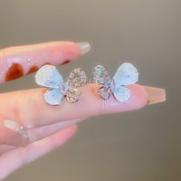1 Pair Vintage Style Butterfly Plating Inlay Alloy Zircon Silver Plated Ear Studs main image 5