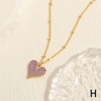 Simple Style Heart Shape Copper Enamel Plating 18k Gold Plated Pendant Necklace sku image 7