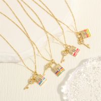 Hip-hop Simple Style Key Lock Copper 18k Gold Plated Zircon Pendant Necklace In Bulk main image 1