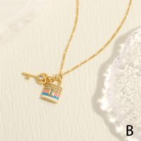 Hip-hop Simple Style Key Lock Copper 18k Gold Plated Zircon Pendant Necklace In Bulk main image 6