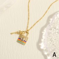 Hip-hop Simple Style Key Lock Copper 18k Gold Plated Zircon Pendant Necklace In Bulk main image 5