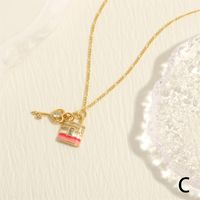 Hip-hop Simple Style Key Lock Copper 18k Gold Plated Zircon Pendant Necklace In Bulk main image 7
