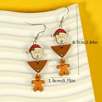 1 Pair Cartoon Style Christmas Santa Claus Gingerbread Wood Drop Earrings main image 2