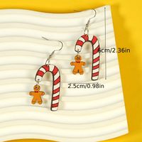 1 Pair Cartoon Style Christmas Santa Claus Gingerbread Wood Drop Earrings sku image 3