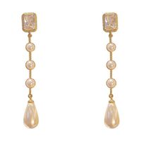 1 Paire Style Simple Les Gouttelettes D'eau Placage Incruster Alliage Cristal Plaqué Or Boucles D'oreilles main image 2