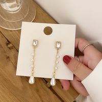 1 Pair Simple Style Water Droplets Plating Inlay Alloy Crystal Gold Plated Drop Earrings main image 3