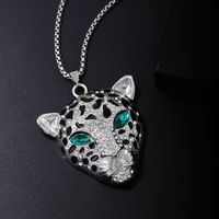 Hip-Hop Animal 304 Stainless Steel Copper Plating Inlay Zircon Rhodium Plated Men's Pendant Necklace main image 3