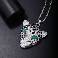 Hip-Hop Animal 304 Stainless Steel Copper Plating Inlay Zircon Rhodium Plated Men's Pendant Necklace main image 4