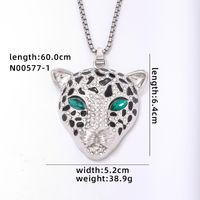 Hip-Hop Animal 304 Stainless Steel Copper Plating Inlay Zircon Rhodium Plated Men's Pendant Necklace sku image 1