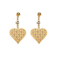 1 Pair Elegant Sweet Round Heart Shape Butterfly Inlay 316 Stainless Steel  Rhinestones 14K Gold Plated Drop Earrings main image 2