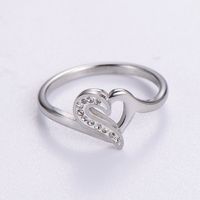 Elegant Romantic Heart Shape Stainless Steel Plating Inlay Rhinestones 18k Gold Plated Rose Gold Plated Rings main image 2
