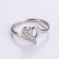 Elegant Romantic Heart Shape Stainless Steel Plating Inlay Rhinestones 18k Gold Plated Rose Gold Plated Rings sku image 4